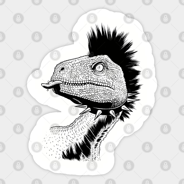 Crested punk velociraptor Sticker by albertocubatas